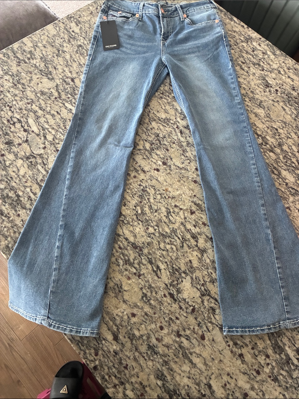True Religion Women's Light Blue Flare Jeans